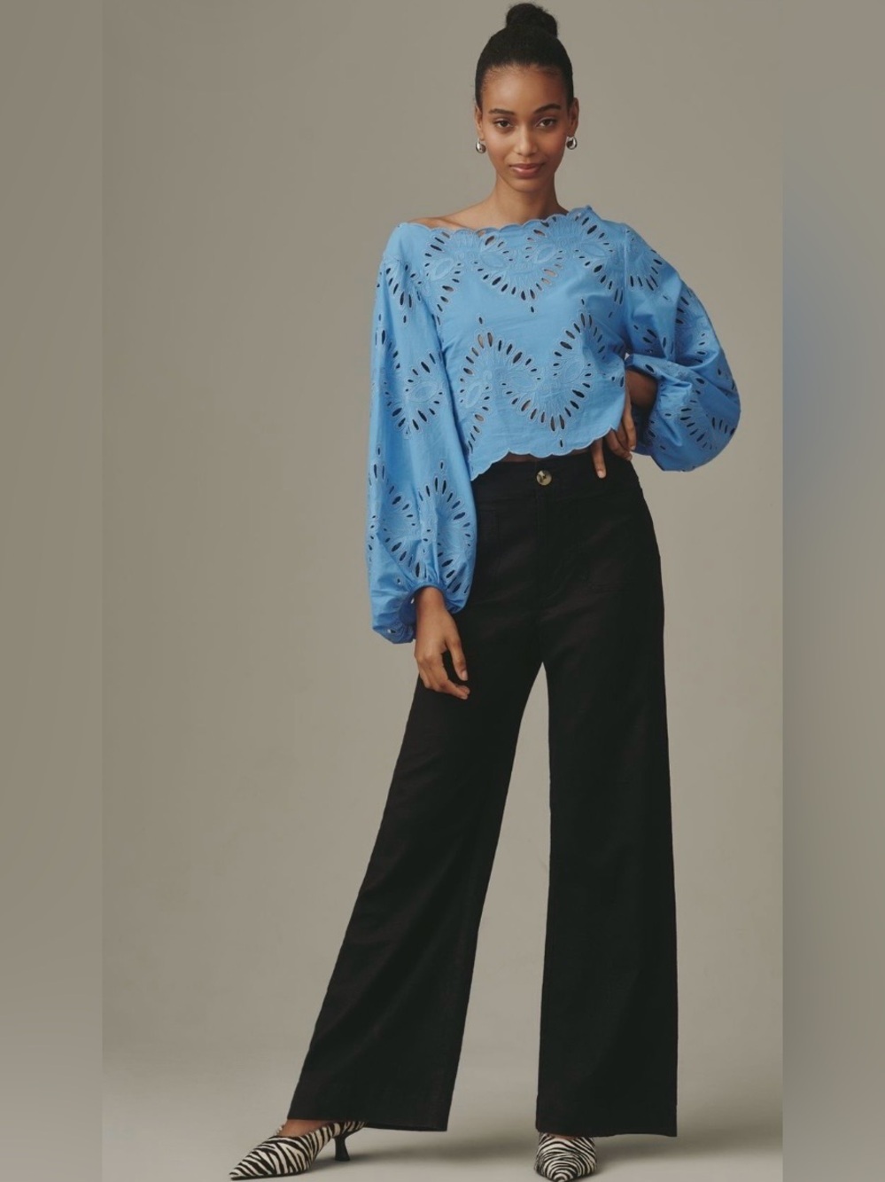 Anthropologie Colette European Linen Stretch Full-Length Wide-Leg Pants 28 NWT